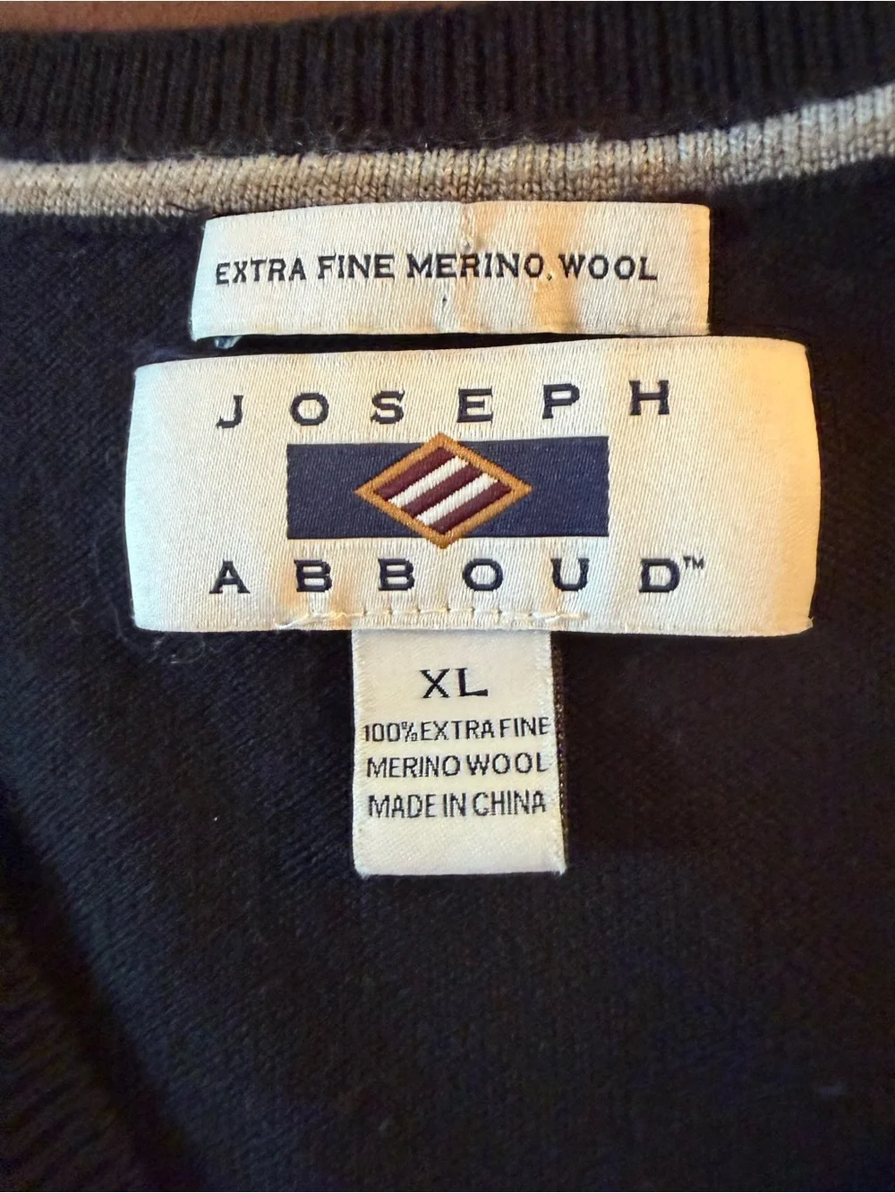Joseph Abboud Black V-Neck Sweater Vest Extra Fine Merino Blend XL Corporate